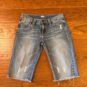 Distressed Blue Jean Shorts‎